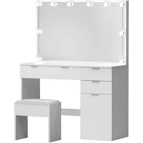 Artiss Dressing Table Set Stool with 10 Led Bulbs - White