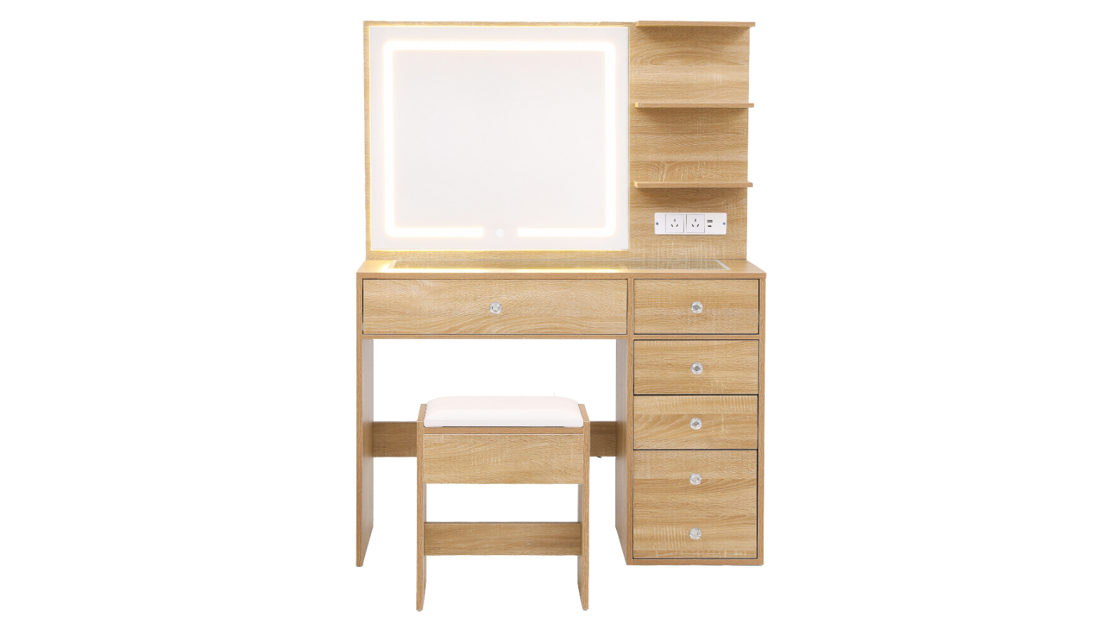 Artiss LED Vanity Dressing Table Set with Stool - Wood