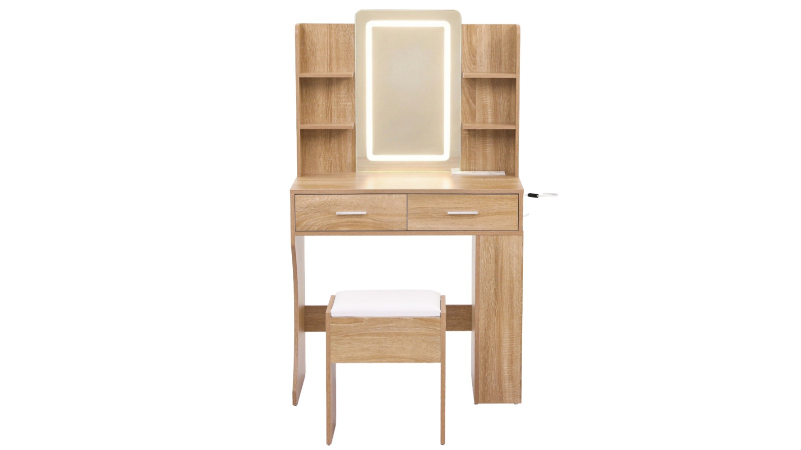 Artiss LED Vanity Desk Stool Set - Wood