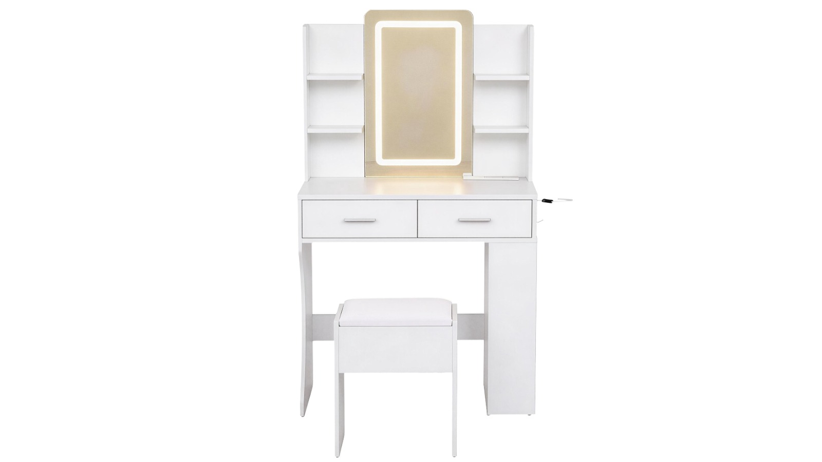 Artiss White Dressing Table LED Vanity Desk with Storage Set Stool