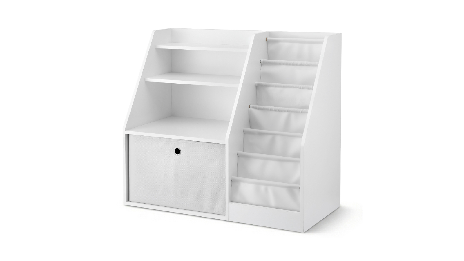 Keezi Kids Bookshelf and Storage Rack Organizer with Drawer- White