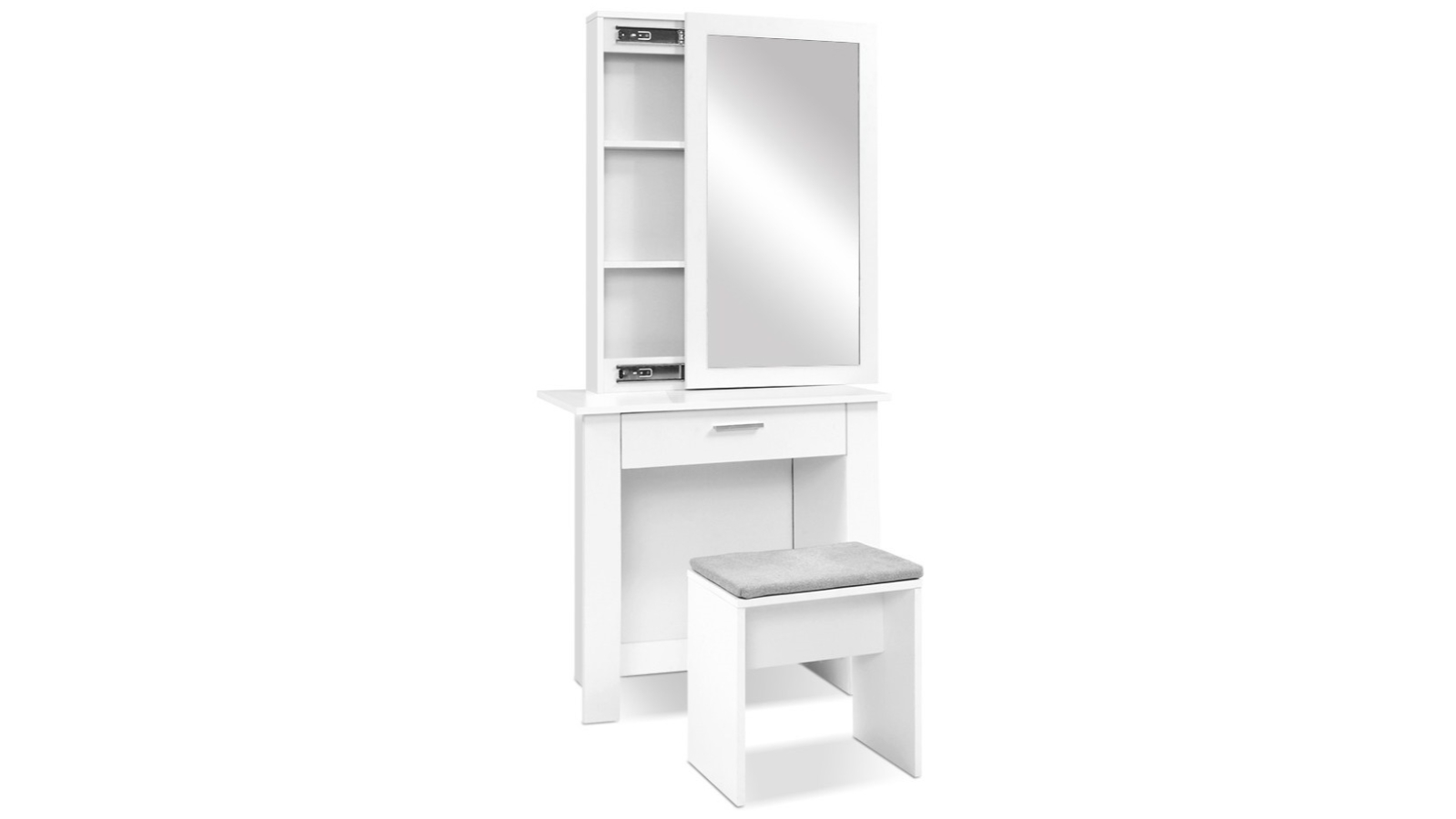 Artiss Dressing Table/Stool with Sliding Mirror Set - Demi White