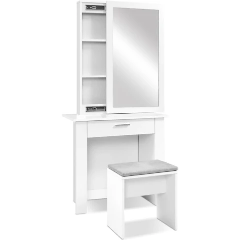Artiss Dressing Table/Stool with Sliding Mirror Set - Demi White
