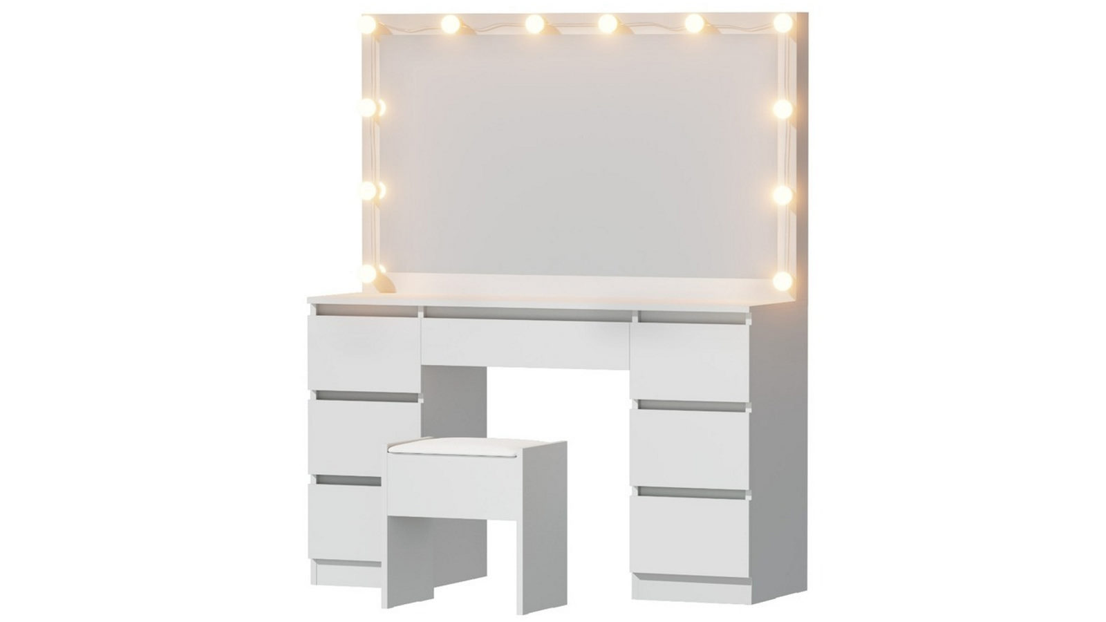 Artiss Dressing Table Vanity Desk Set Stool with 12 Led Bulbs - White