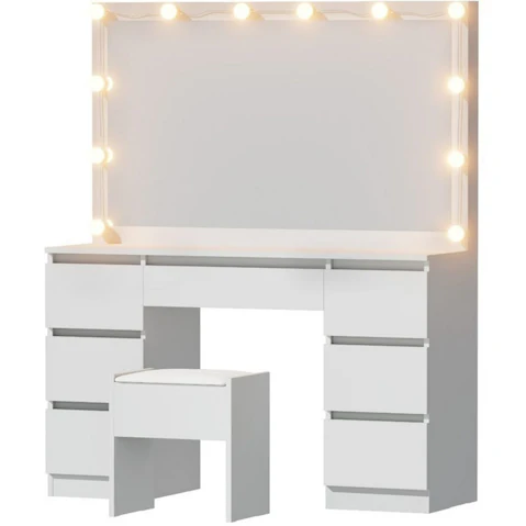 Artiss Dressing Table Vanity Desk Set Stool with 12 Led Bulbs - White