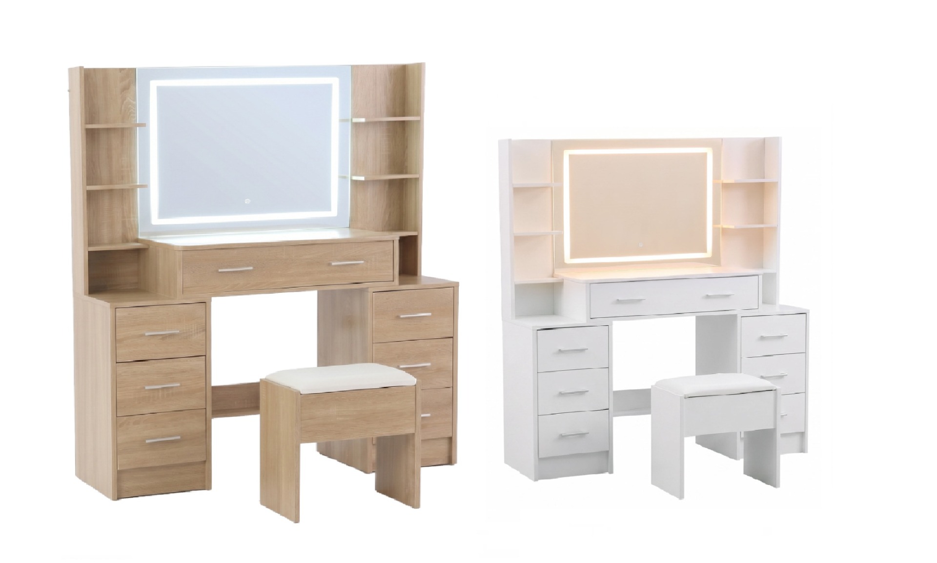 Artiss Stool LED Charging Station Vanity Desk Set