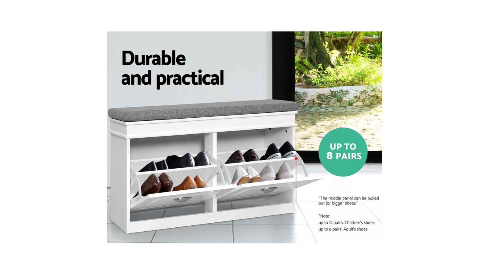Artiss Shoe Cabinet Bench Storage 2 Drawer White Harvey Norman