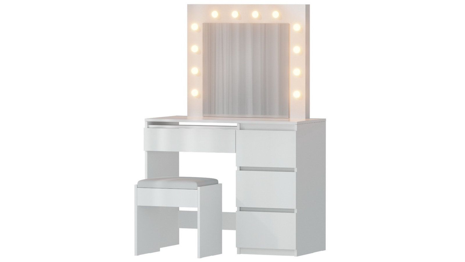 Artiss 12 LED Bulb Dressing Table/Stool with Mirror Set - White