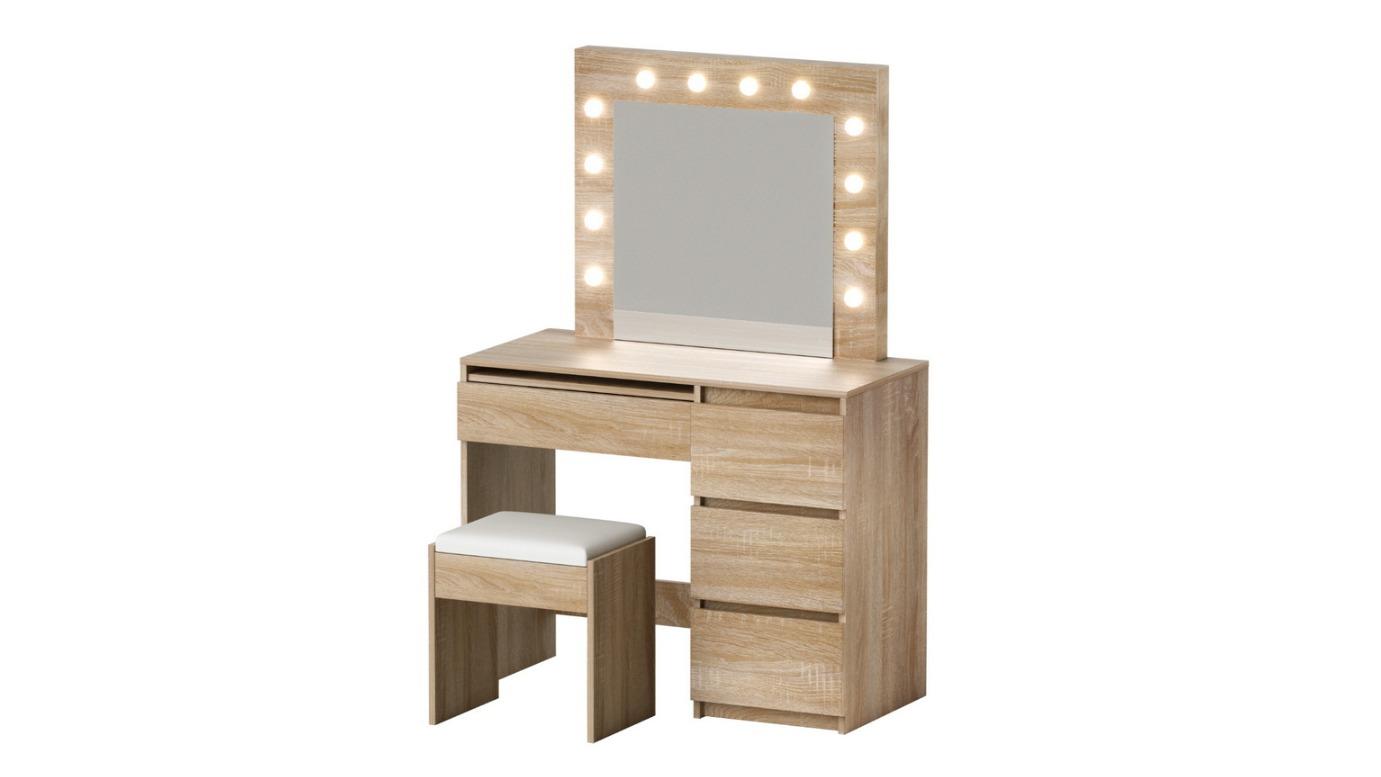 Artiss Wood 12 LED Bulbs Dressing Table Set 