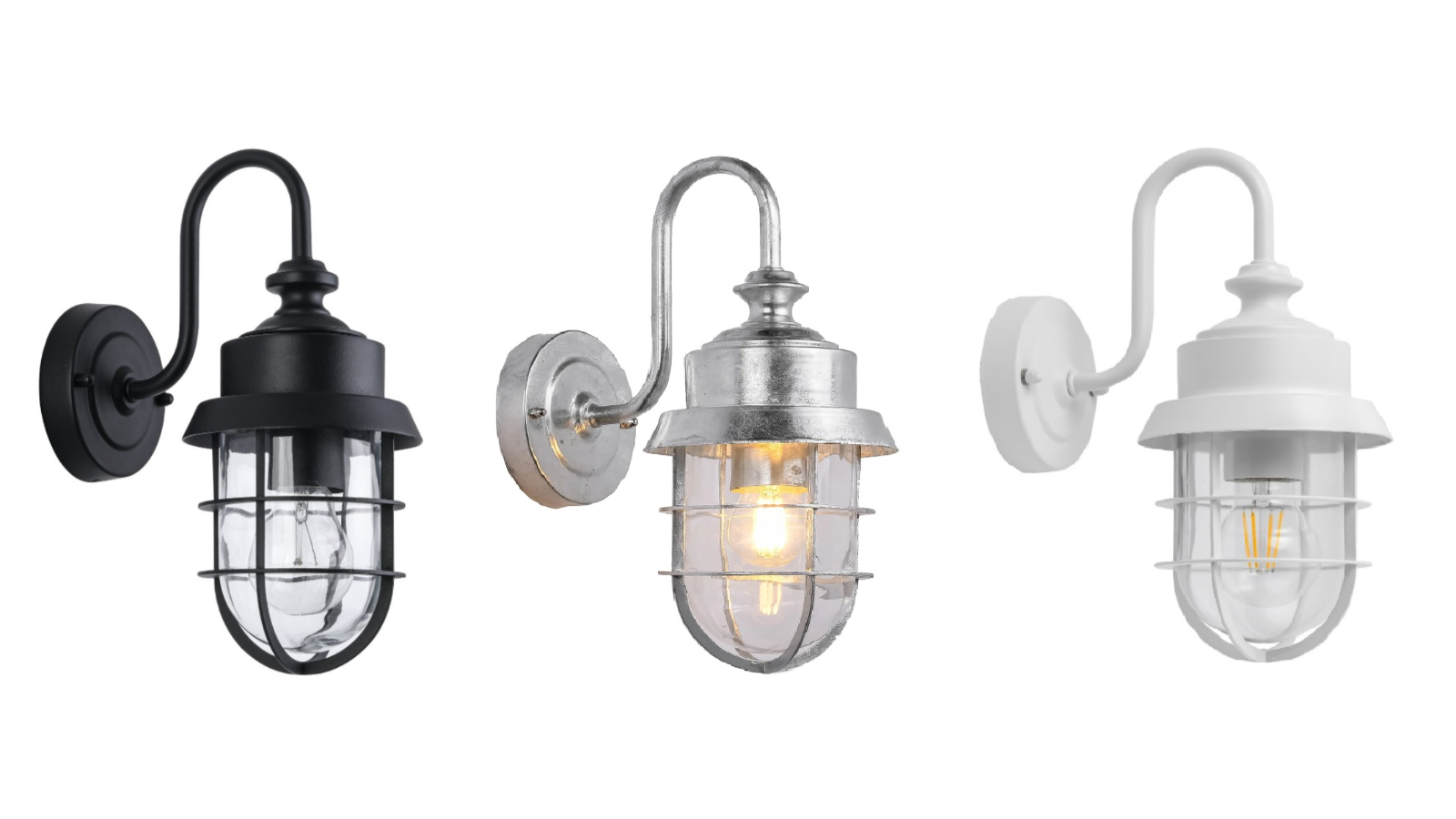 CLA Parol Exterior Cylinder Aluminium and Glass with Cage IP44 Wall Light