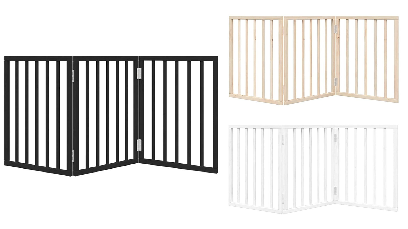 vidaXL 3-Panel Poplar Wood 150cm Foldable Dog Gate