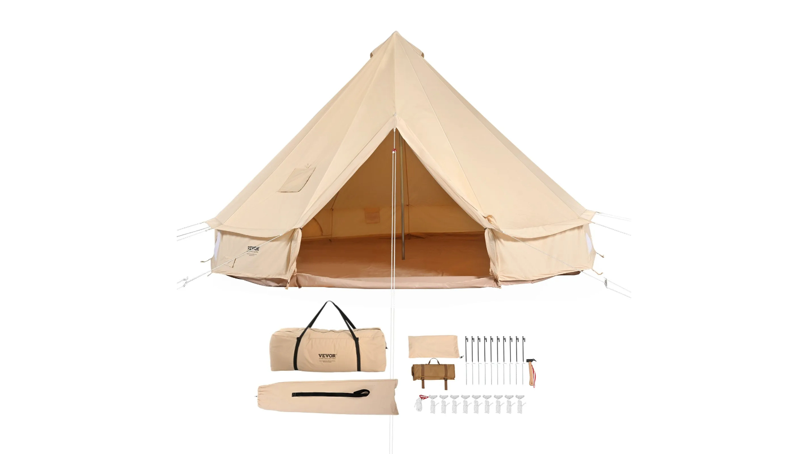 Pretty & Practical Breathable Canvas Bell Tent for Camping with Stove Jack - 3.8 x 9.8ft