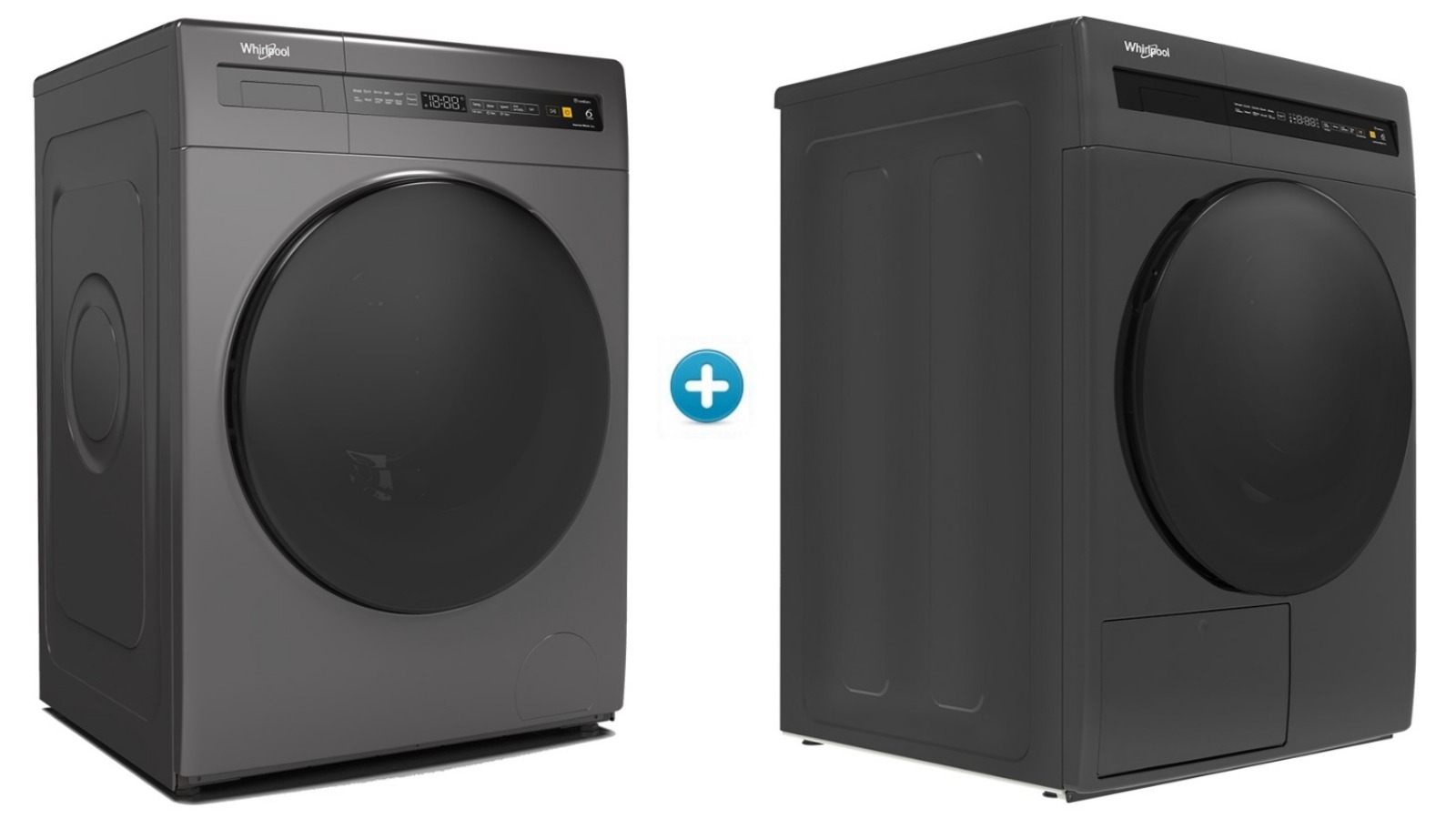 Whirlpool 9kg SaniCare Front Load Washing Machine plus 8kg Heat Pump Dryer Package - Grey