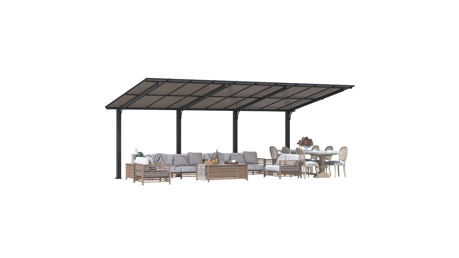 Oakory Patio Pergola Carport Outdoor Gazebo - 6 x 3m