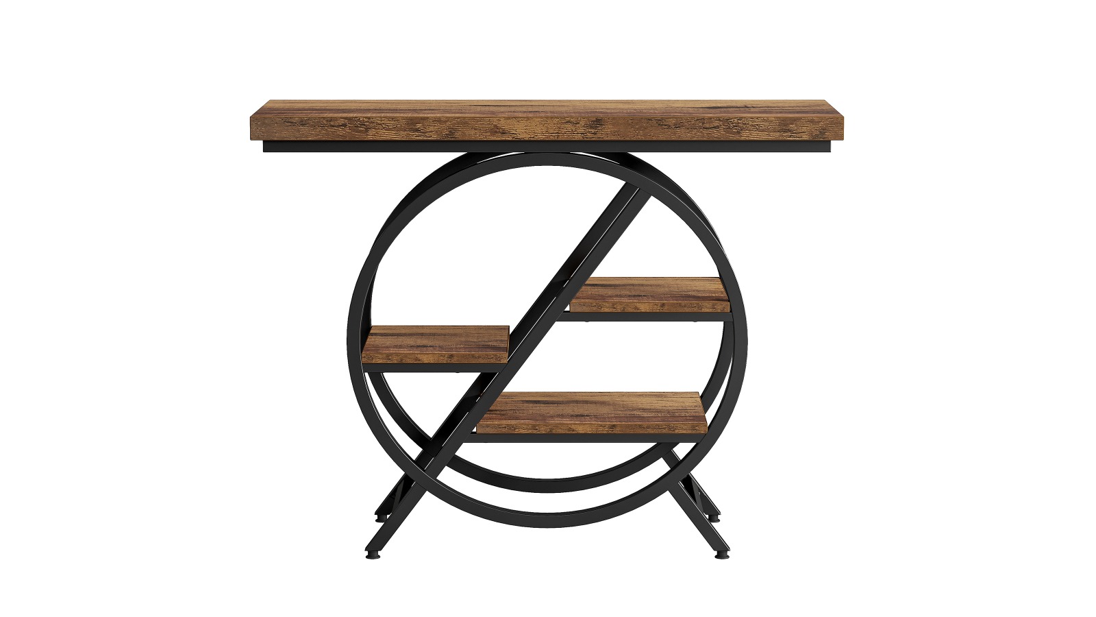 Oakory 4-Tier Display Table with Geometric Metal Frame