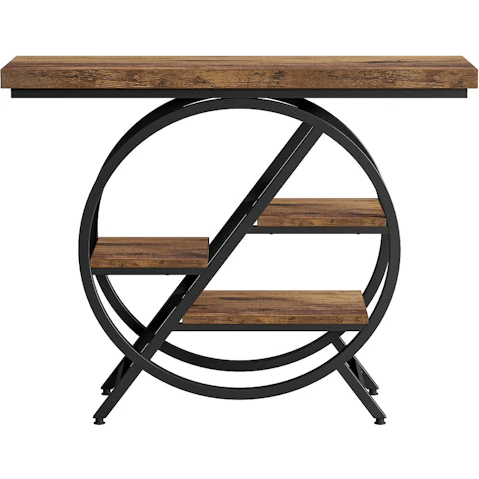 Oakory 4-Tier Display Table with Geometric Metal Frame