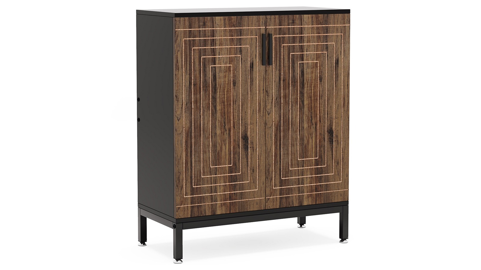Oakory Black Body Shoe Cabinet with Rustic Brown Door