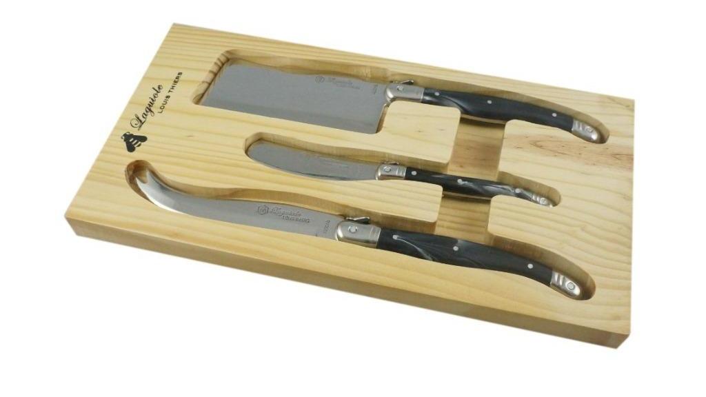 Laguiole By Louis Thiers 3 Piece Cheese Knives Set - Marble Black
