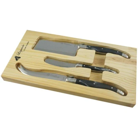 Laguiole By Louis Thiers 3 Piece Cheese Knives Set - Marble Black