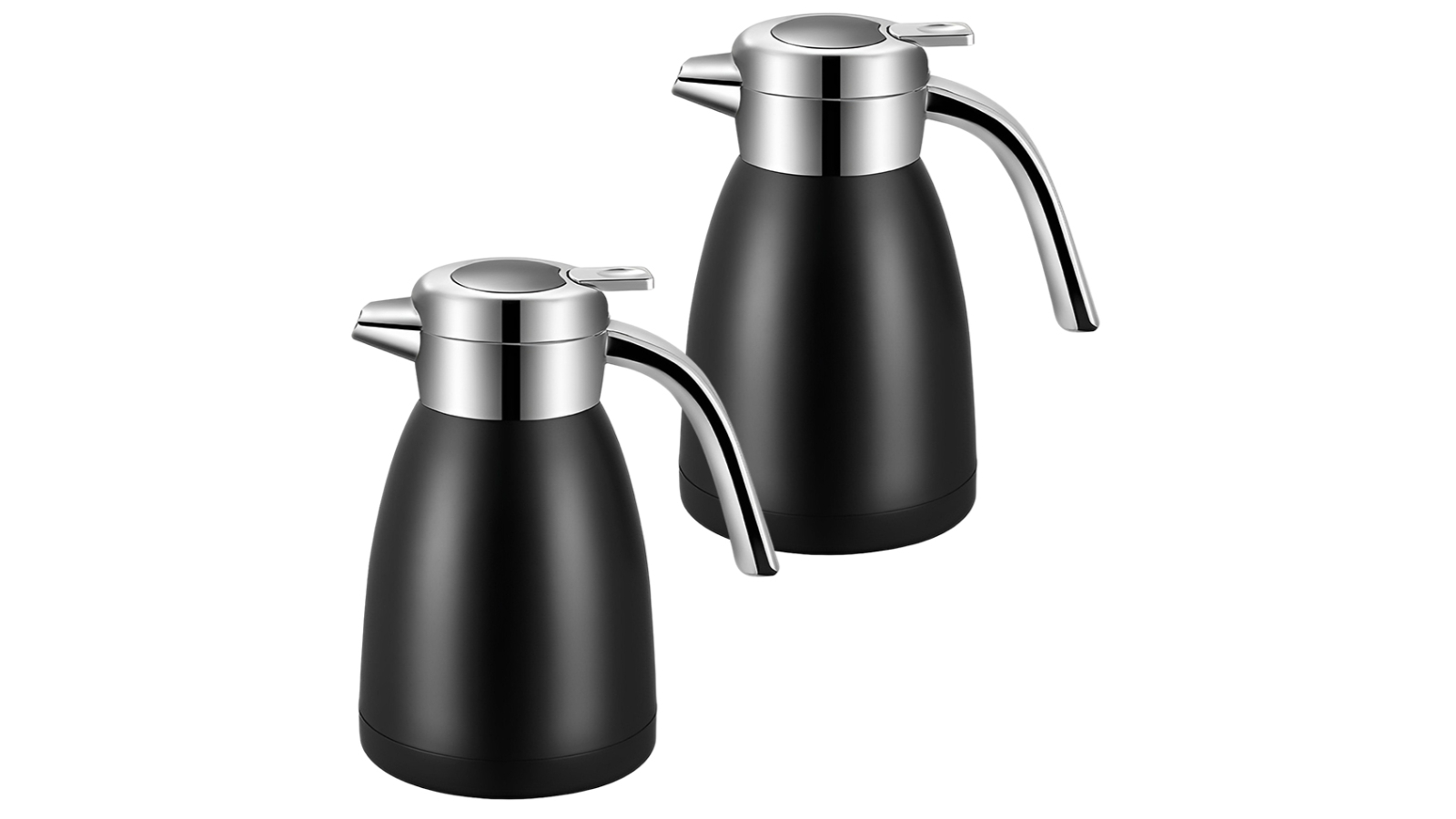 Soga Set of 2 Insulated Stainless Steel Kettle 1.2 Litre Thermal Jug - Black