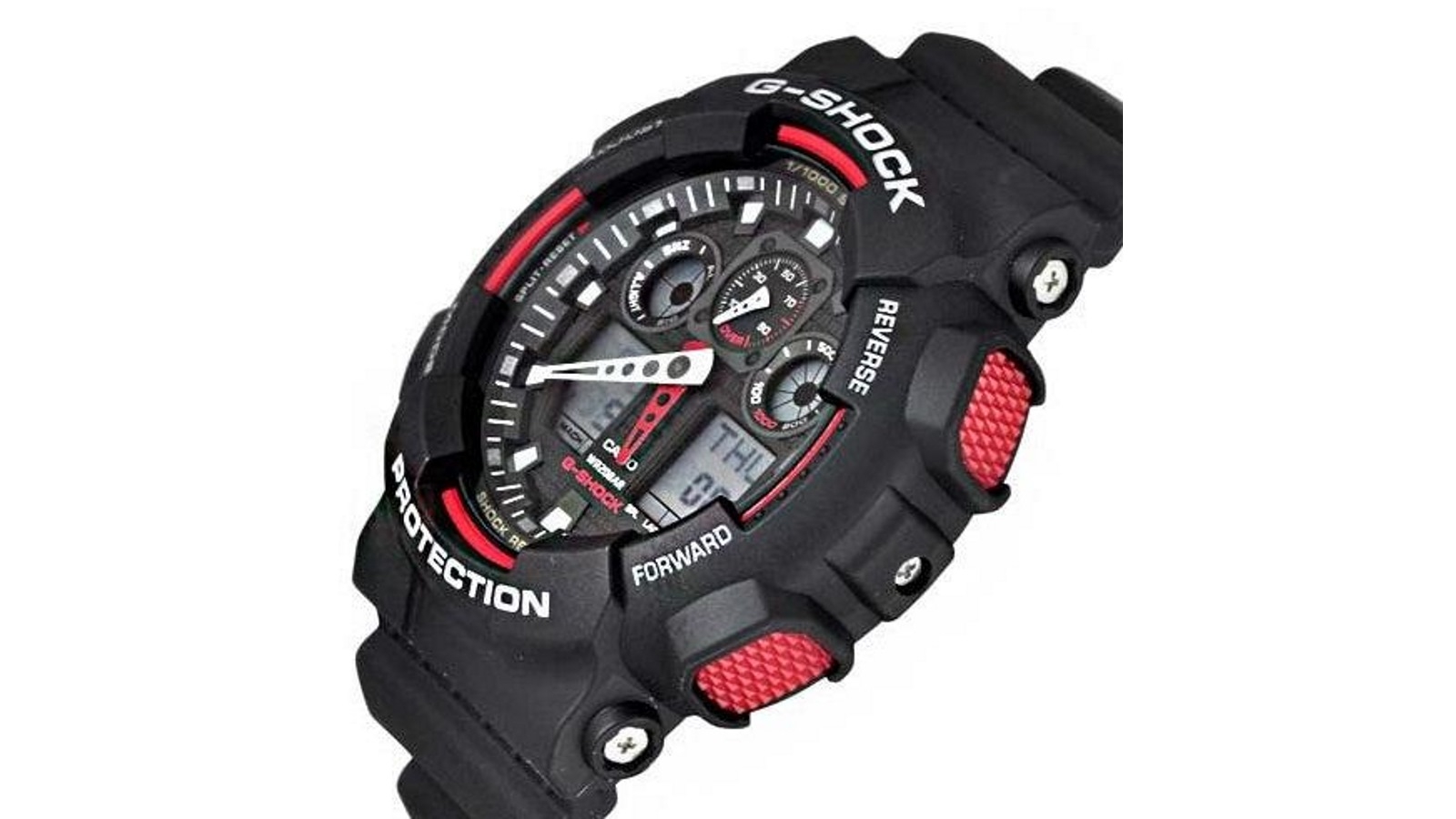 Casio G-Shock GA-100-1A4 Black & Red Men's 200m Digital-Analog