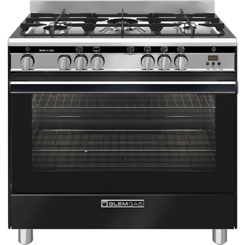 Glem Gas 90cm Freestanding Cooker with Gas Oven - Matte Black