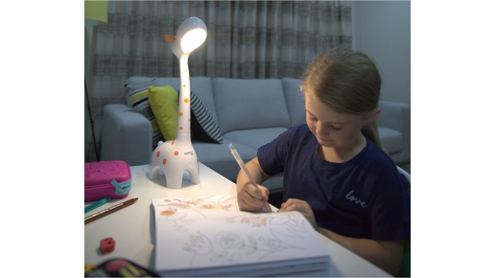 Gabroo Giraffe Kid Desk and Night Lamp - White