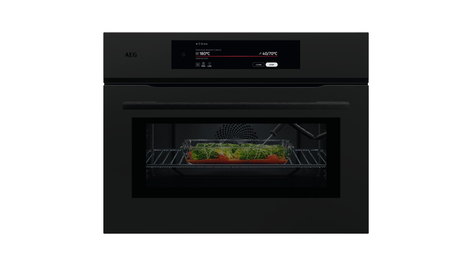 AEG 45cm 9000 Series Compact Combi Quick Microwave Oven - Matte Black