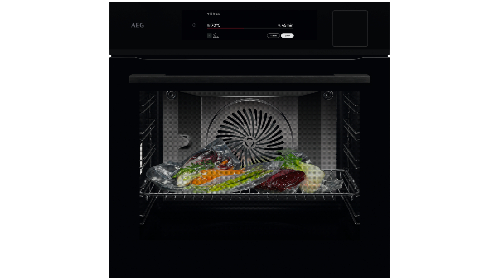 AEG 60cm 9000 Series SteamPro 25 Multifuntion Oven with Sous Vide - Black