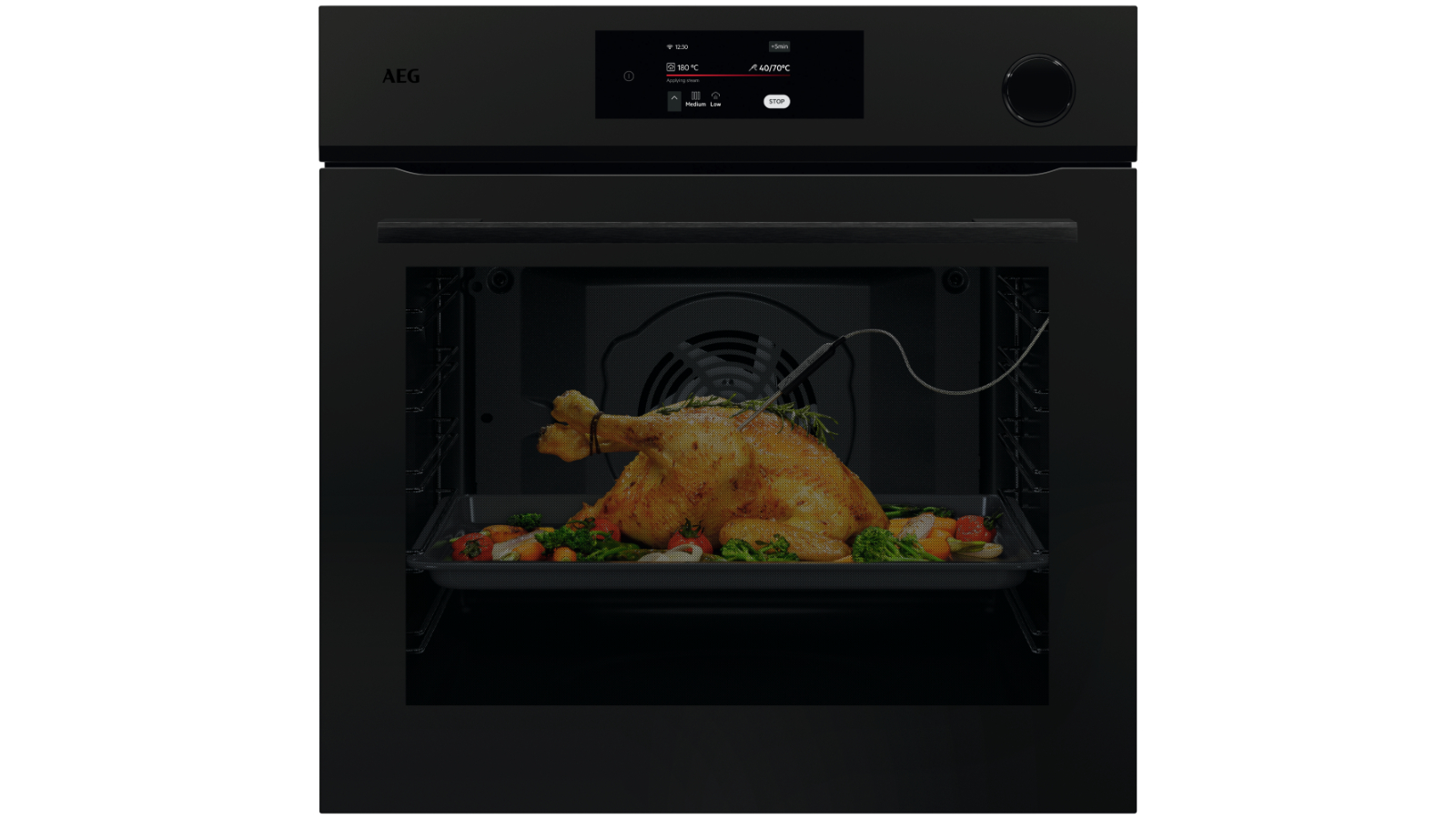 AEG 60cm 7000 Series SteamCrisp Pyroluxe Multifunction 22 Oven - Matte Black