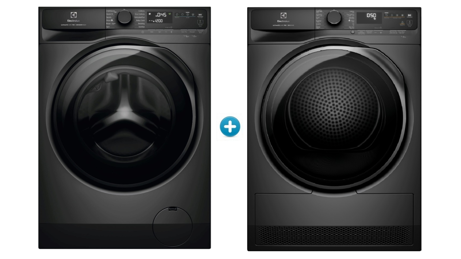 Electrolux 10kg UltimateCare 700 Front Load Washing Machine plus 9kg 3D Sense Heat Pump Dryer Package - Dark Onyx