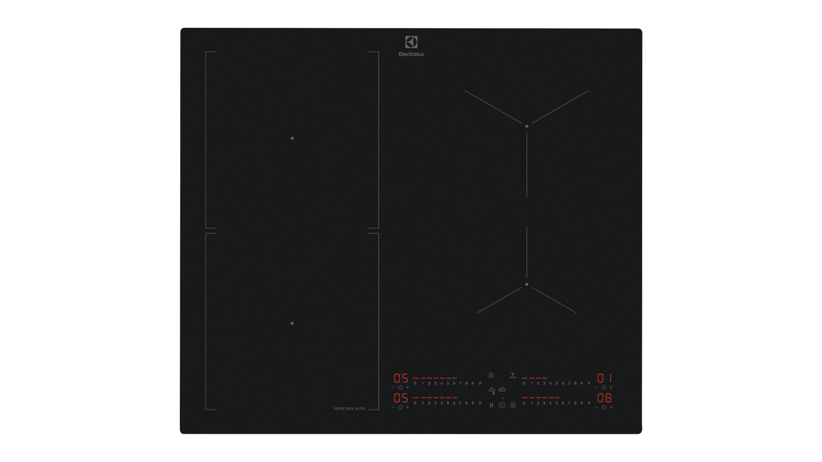 Electrolux 60cm 800 Series SaphirMatt SE SenseFry 4 Zone Induction Cooktop - Black Glass