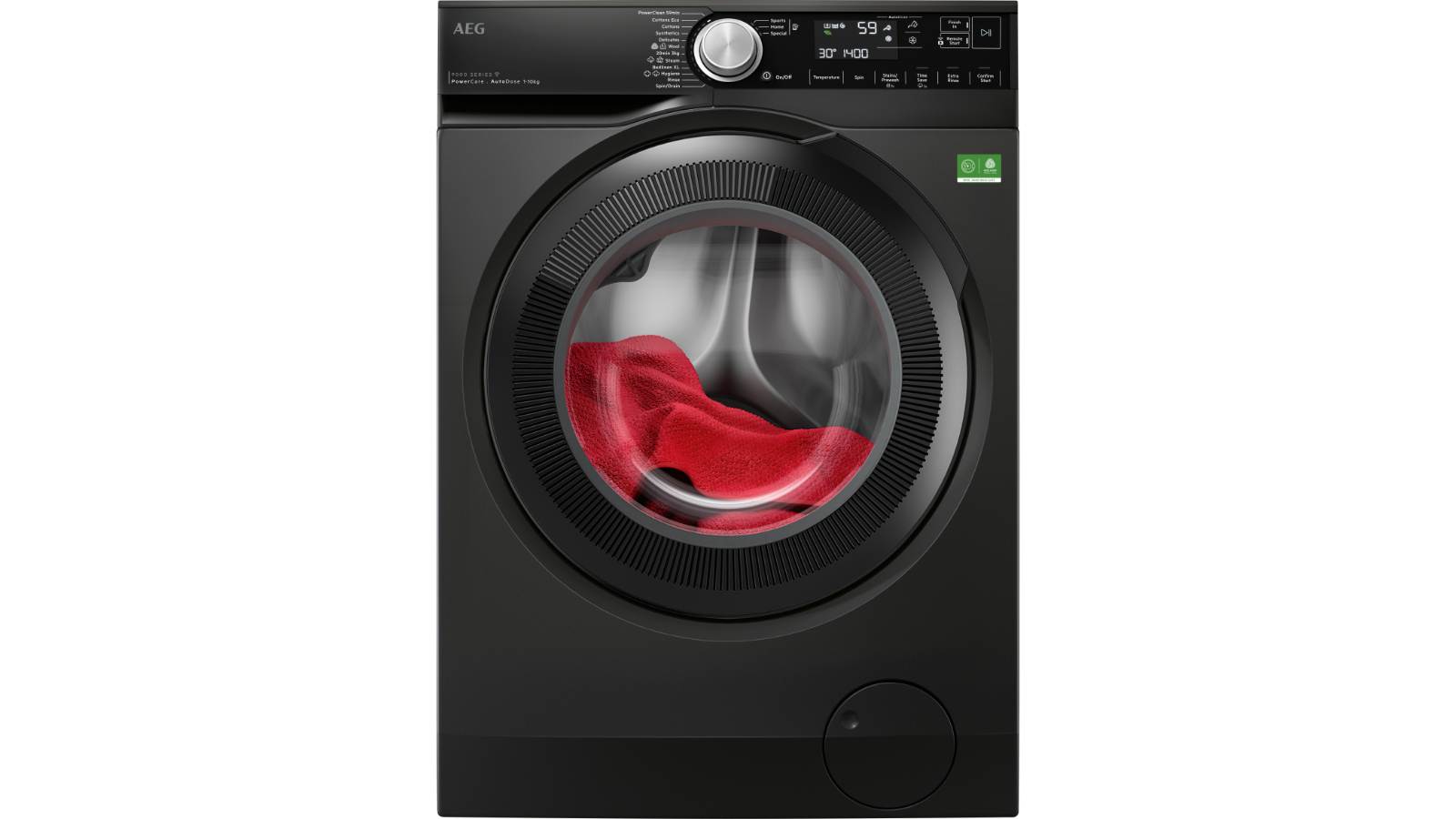 AEG 10kg 9000 Series PowerCare Front Load Washing Machine - Dark Silver