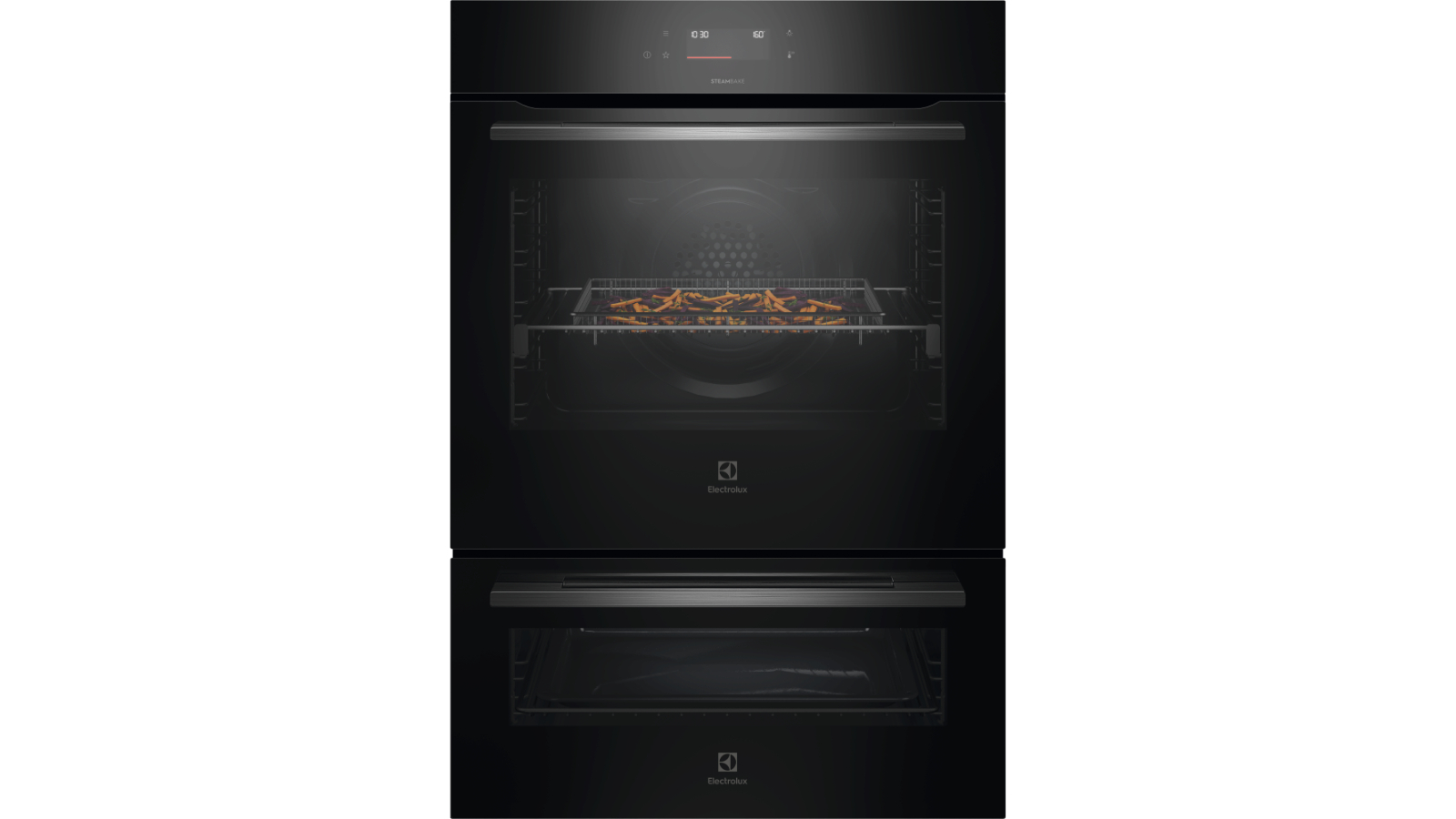 Electrolux 60cm 600 Series AirFry Plus SteamBake Pyrolytic Double Oven with Food Probe - Dark Stainless Steel
