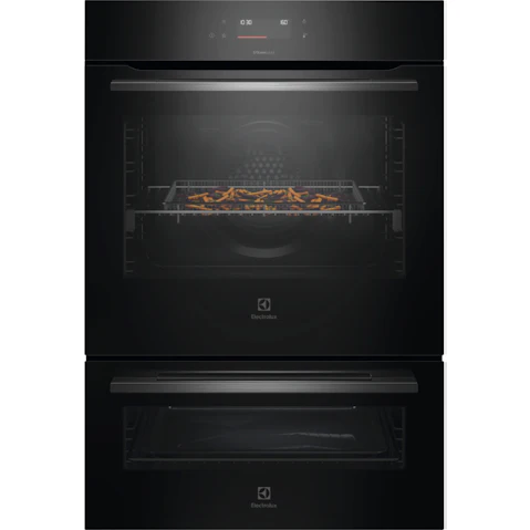 Electrolux 60cm 600 Series AirFry Plus SteamBake Pyrolytic Double Oven with Food Probe - Dark Stainless Steel