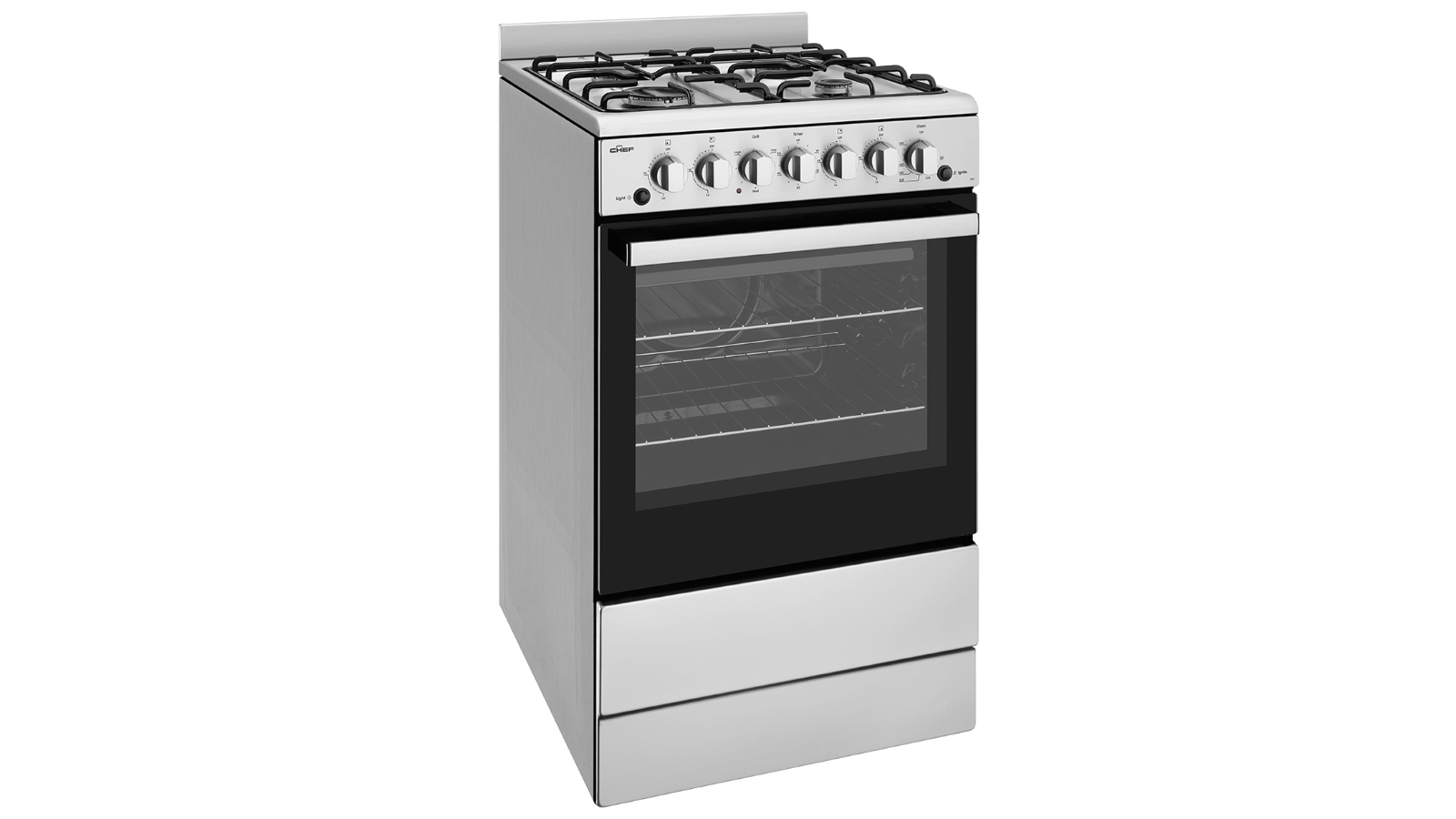 Chef 54cm 4 Zone Gas Hob Freestanding Cooker - Stainless Steel