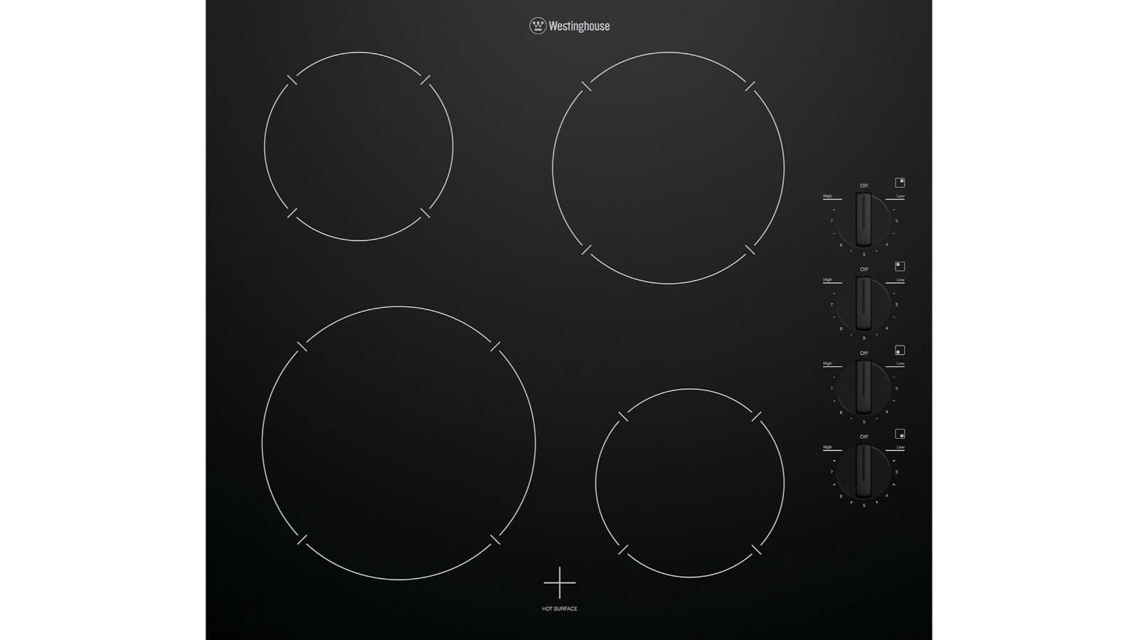 Westinghouse 60cm 4 Zone Ceramic Cooktop with Knob Control