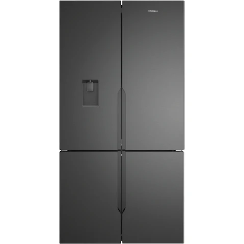 Westinghouse 564L Non-Plumbed Water Dispenser Quad Door Fridge - Matte Charcoal Black