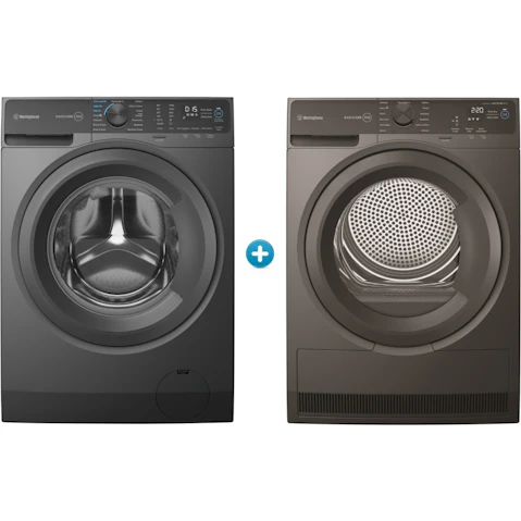 Westinghouse 10kg EasyCare 700 Front Load Washing Machine plus 9kg Heat Pump Dryer Package