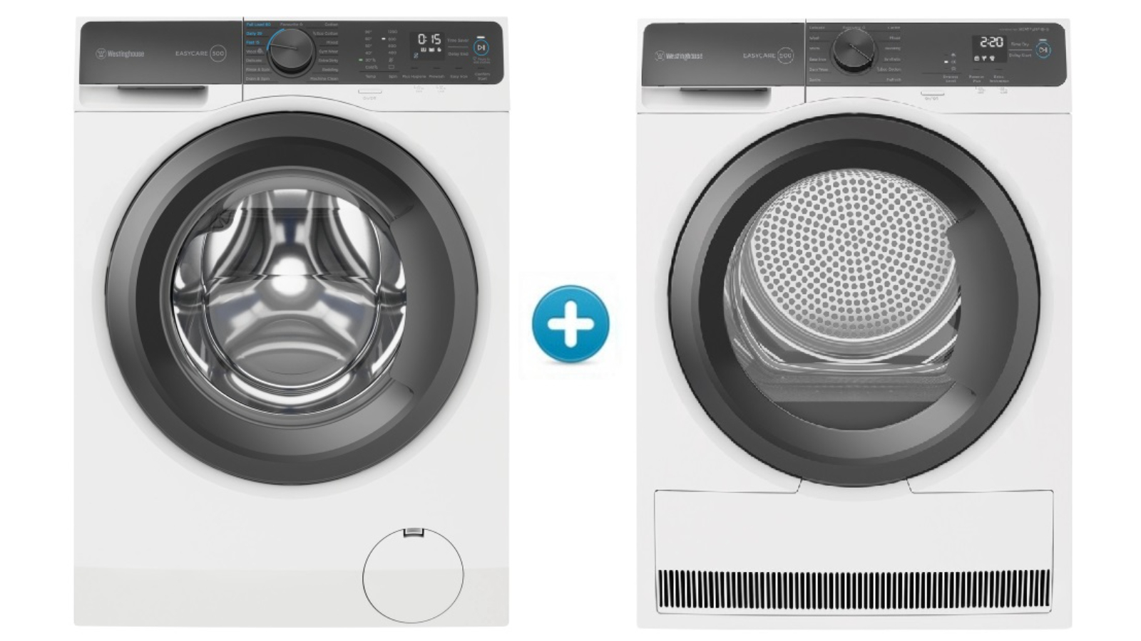 Westinghouse 9kg EasyCare 500 Front Load Washing Machine plus Heat Pump Dryer