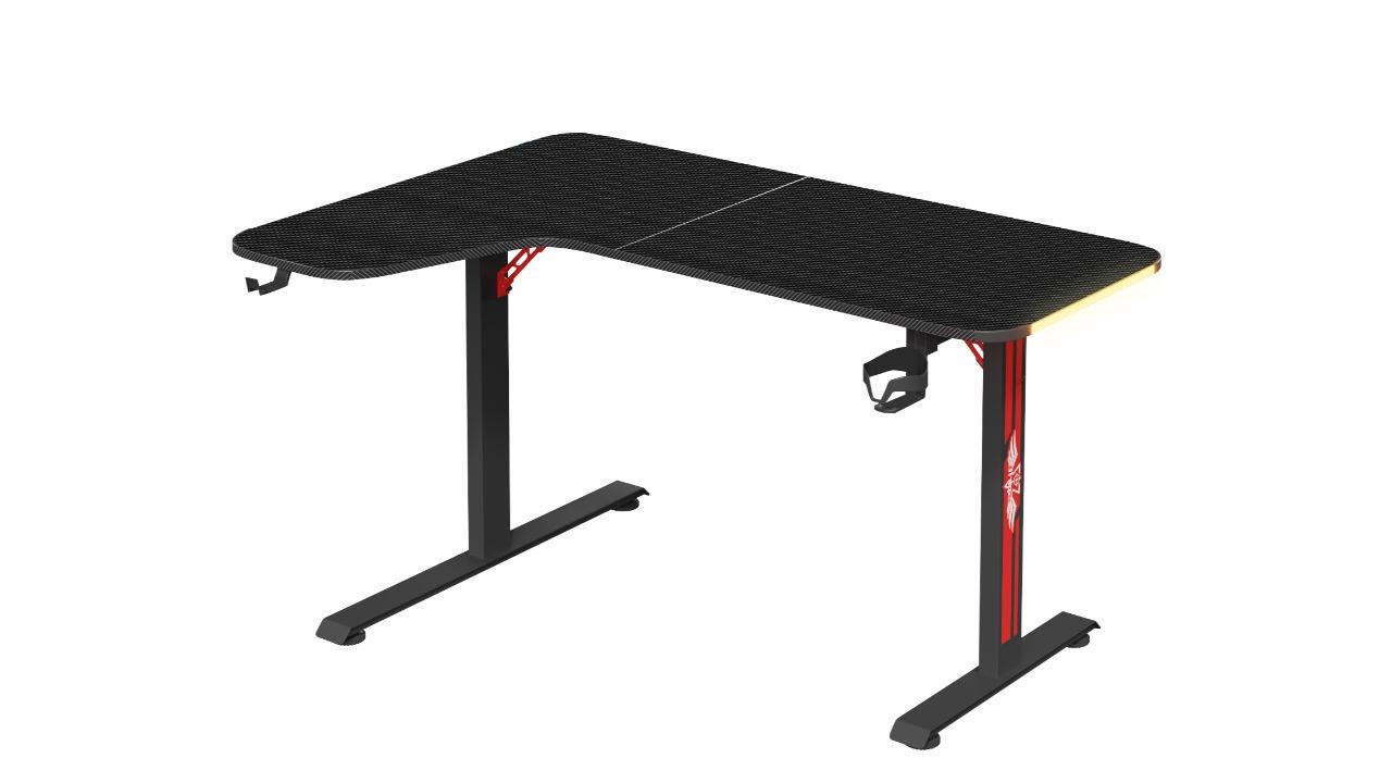 Advwin 140cm L Shaped RGB LED Corner Gaming Desk - Black