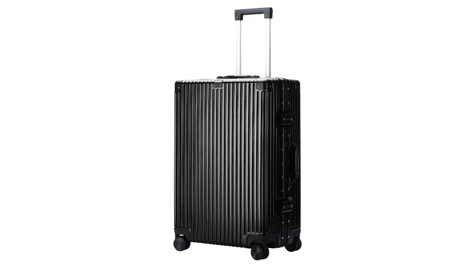 Bopai 2 Piece Large Aluminium Hardcase Carry-on Luggage Suitcase Set - Black