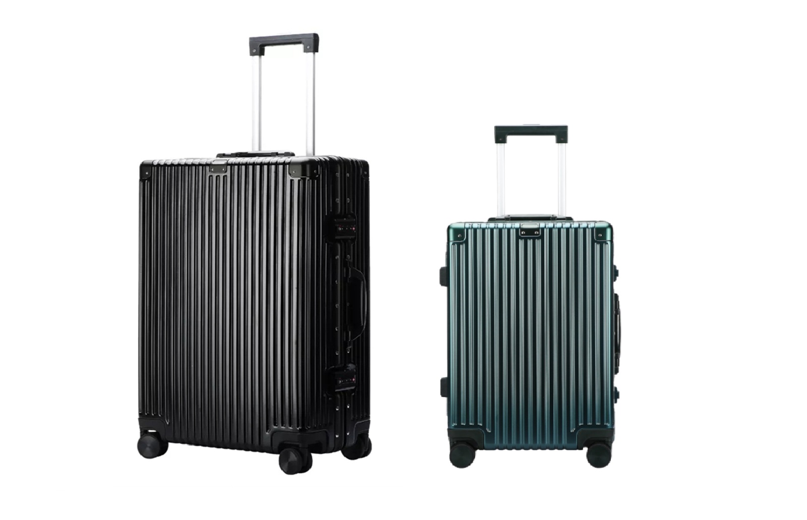 Bopai 2 Piece Large Aluminium Hardcase Carry-on Luggage Suitcase Set
