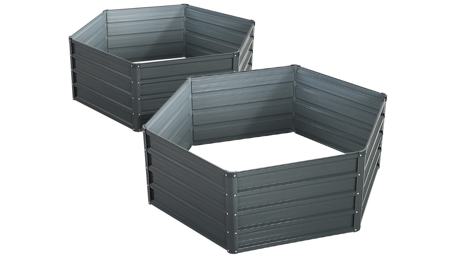 Green Fingers 2x Garden Bed 130x130x46cm - Aluminium Grey