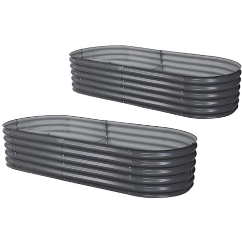 Green Fingers 2 Piece Galvanised Garden Bed - 160 x 80 x 42cm