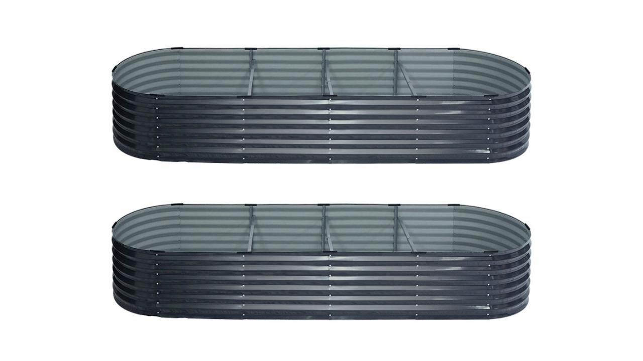 Green Fingers 2 Piece Galvanised Garden Bed - 320 x 80 x 42cm