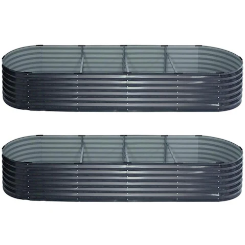 Green Fingers 2 Piece Galvanised Garden Bed - 320 x 80 x 42cm