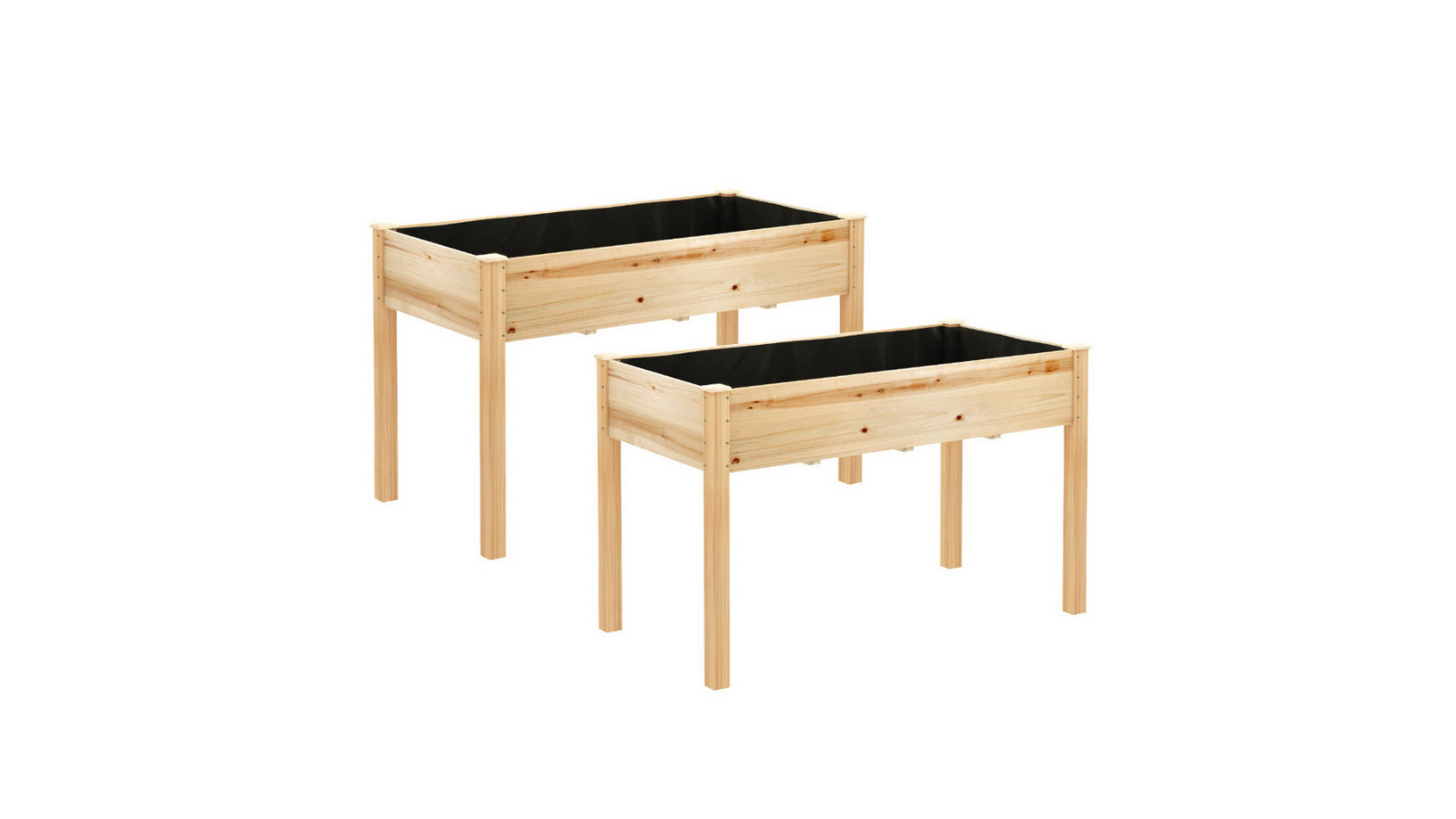 Green Fingers Pack of 2 Wooden Elevated Garden Bed - 120 x 60 x 80cm 