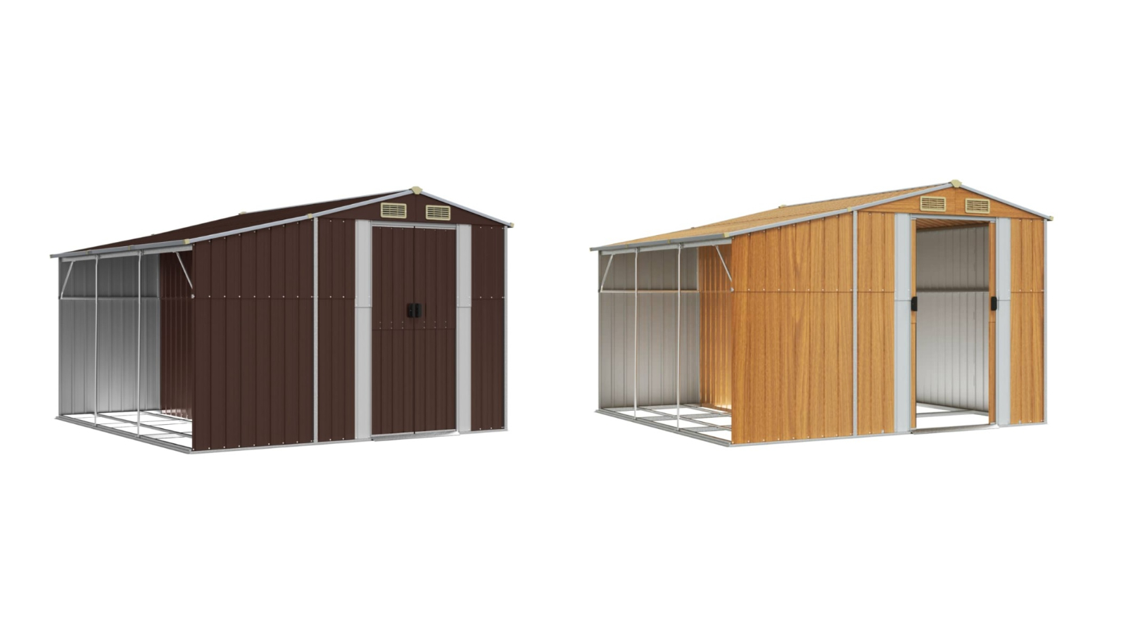 vidaXL Galvanised Steel 277 x 279 x 179cm Garden Shed