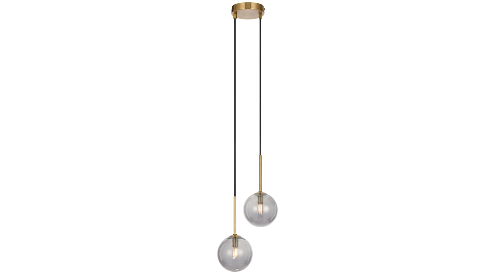 Pretty & Practical Vitalux Antique Gold 2-Light Pendant with Smoked Glass Shade